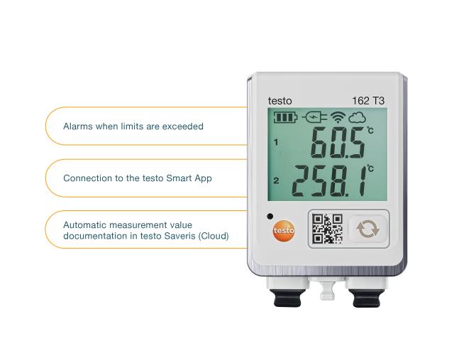 Testo 162 T3 datalogger m/display og 2 indgange