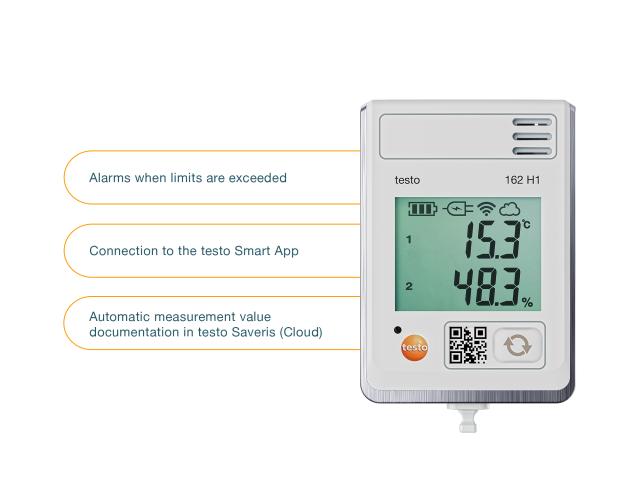 Testo 162 H1 datalogger m/display og intern temp.- og fugtføler