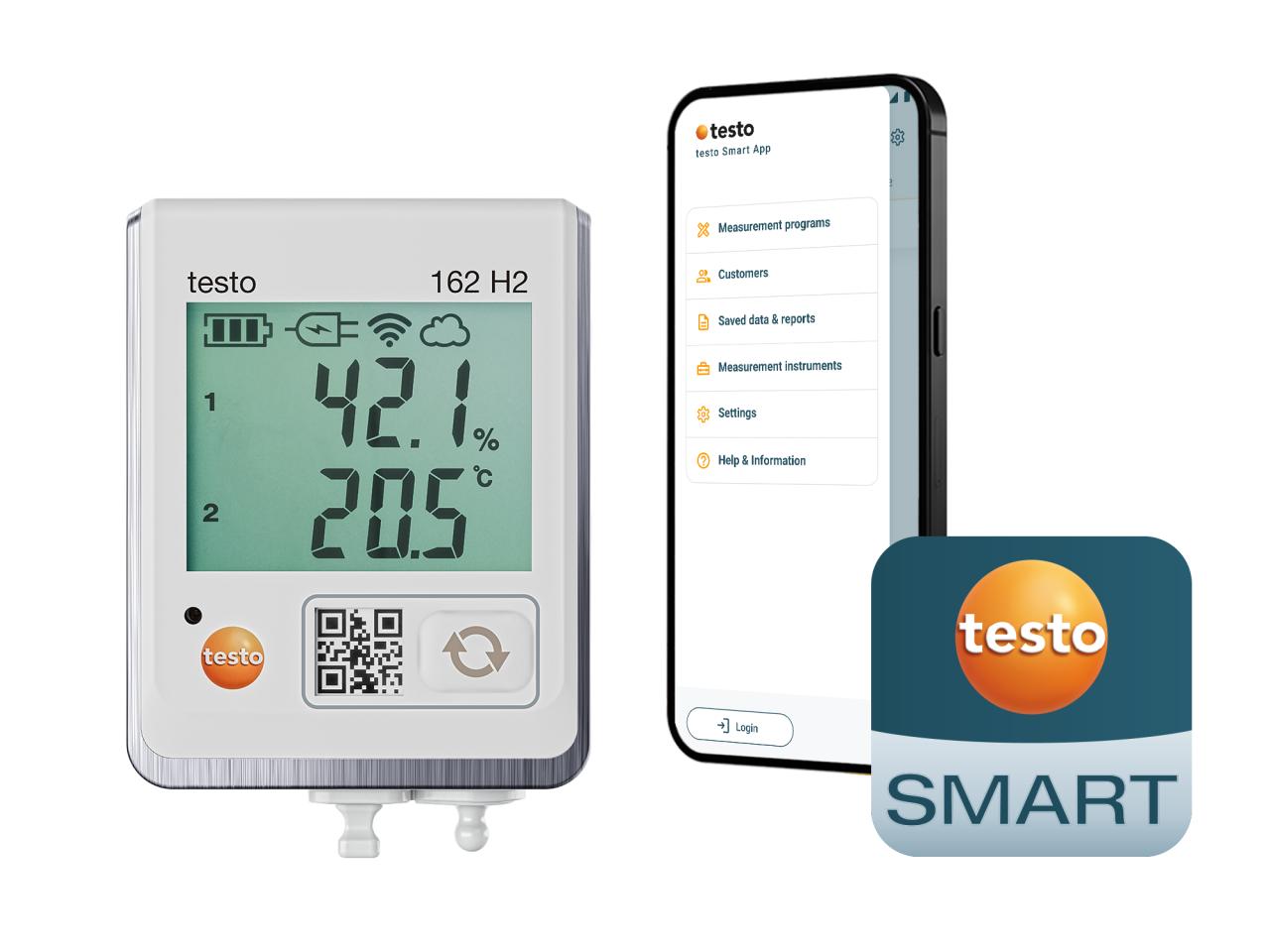 Testo 162 H2 datalogger with display and 2 inputs