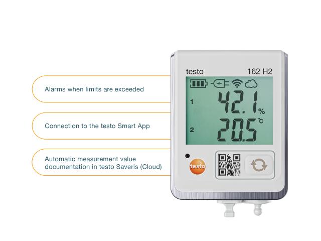 Testo 162 H2 datalogger with display and 2 inputs