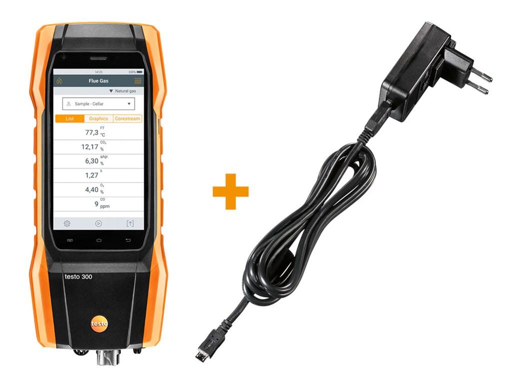 Testo 300LL røggasanalysator m/O2, CO op til, 4000 ppm, inkl. NO & USB strømforsyning