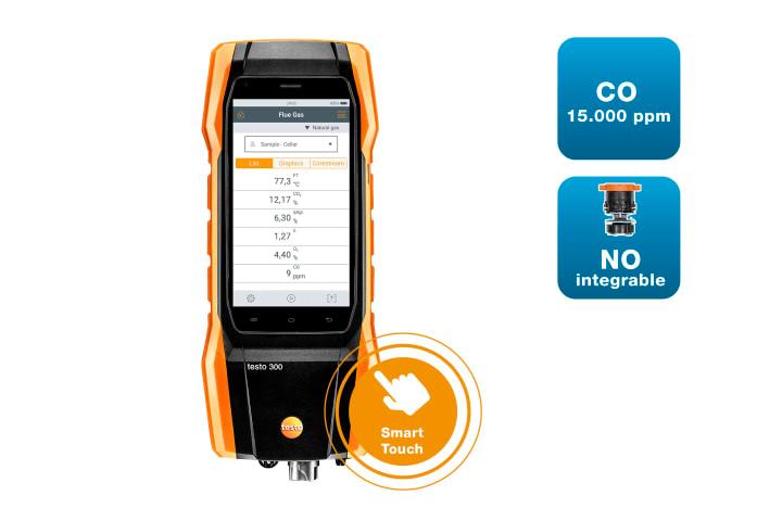 Testo 300LL røggasanalysator m/O2, CO op til, 15000ppm, inkl. USB strømforsyning