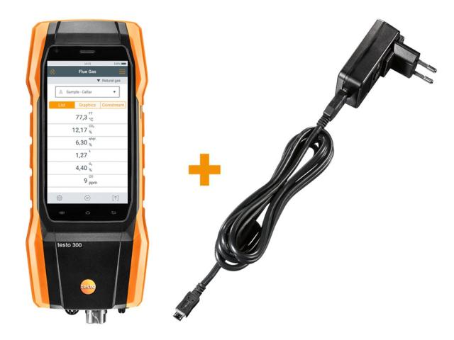Testo 300LL røggasanalysator m/O2, CO, H2-comp., op t/30000ppm, inkl. NO & USB strømforsy