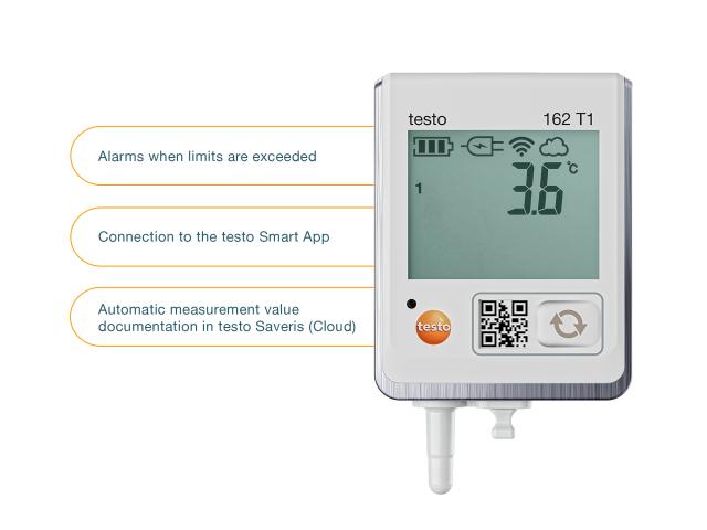 Testo 162 T1 datalogger m/display og intern temp.sensor